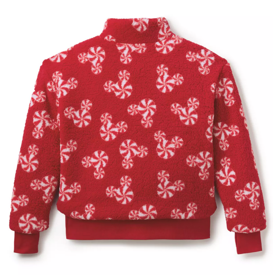 Mickey Mouse Icon Peppermint Swirl Sherpa Fleece Zip Jacket for Women