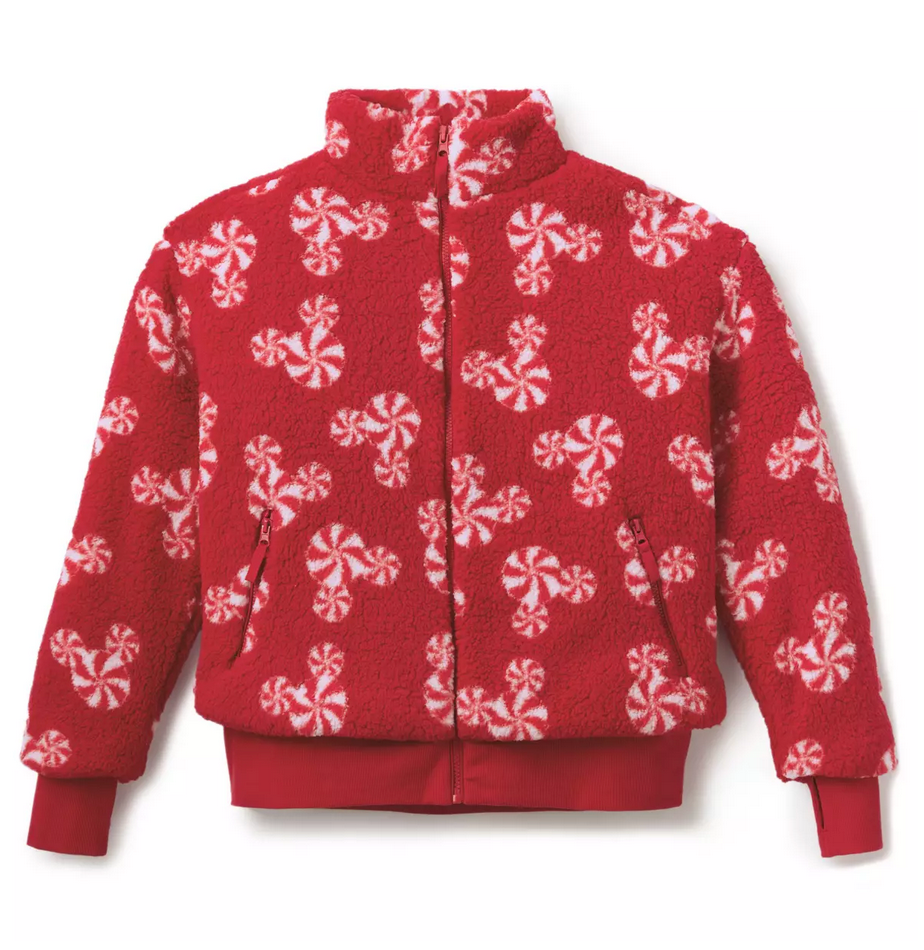 Mickey Mouse Icon Peppermint Swirl Sherpa Fleece Zip Jacket for Women