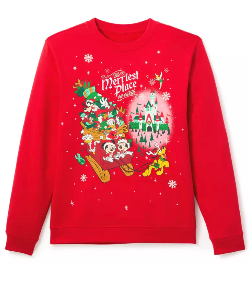 Mickey Mouse and Friends “The Merriest Place on Earth” Pullover Sweatshirt for Adults