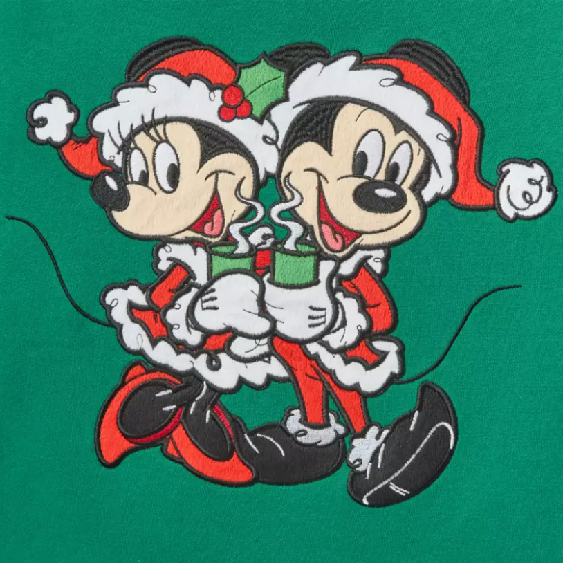 Santa Mickey and Minnie Mouse Holiday Pullover Sweatshirt for Women