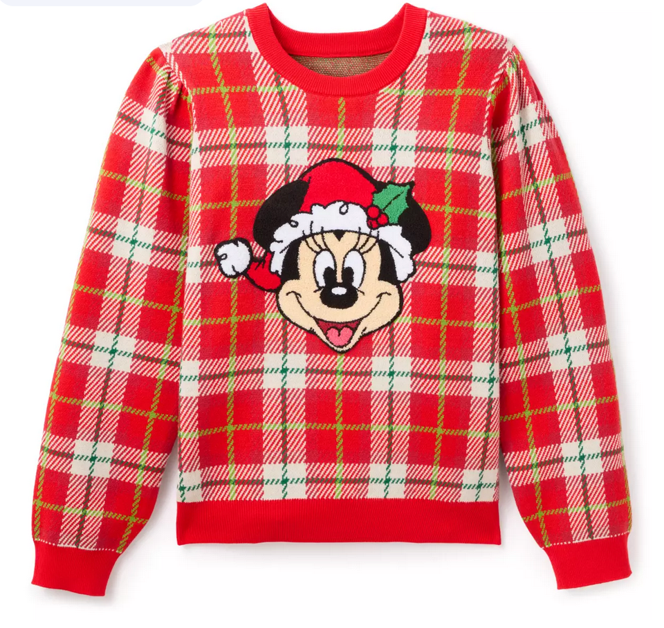 Minnie Mouse Holiday Plaid Sweater for Women